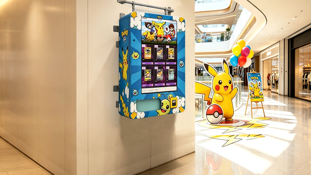 Trading card vending machine for sealed card packs and collectible products