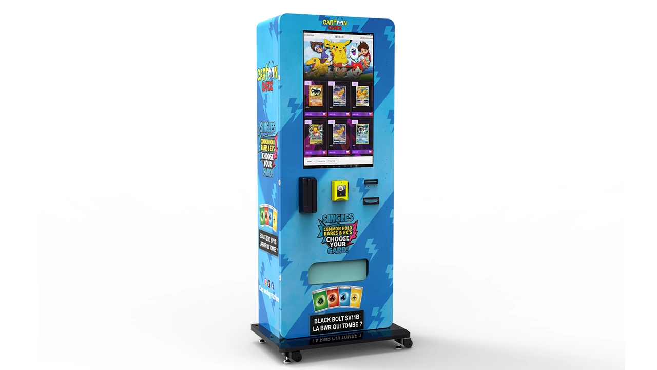 Card vending machine dispensing system and product lanes