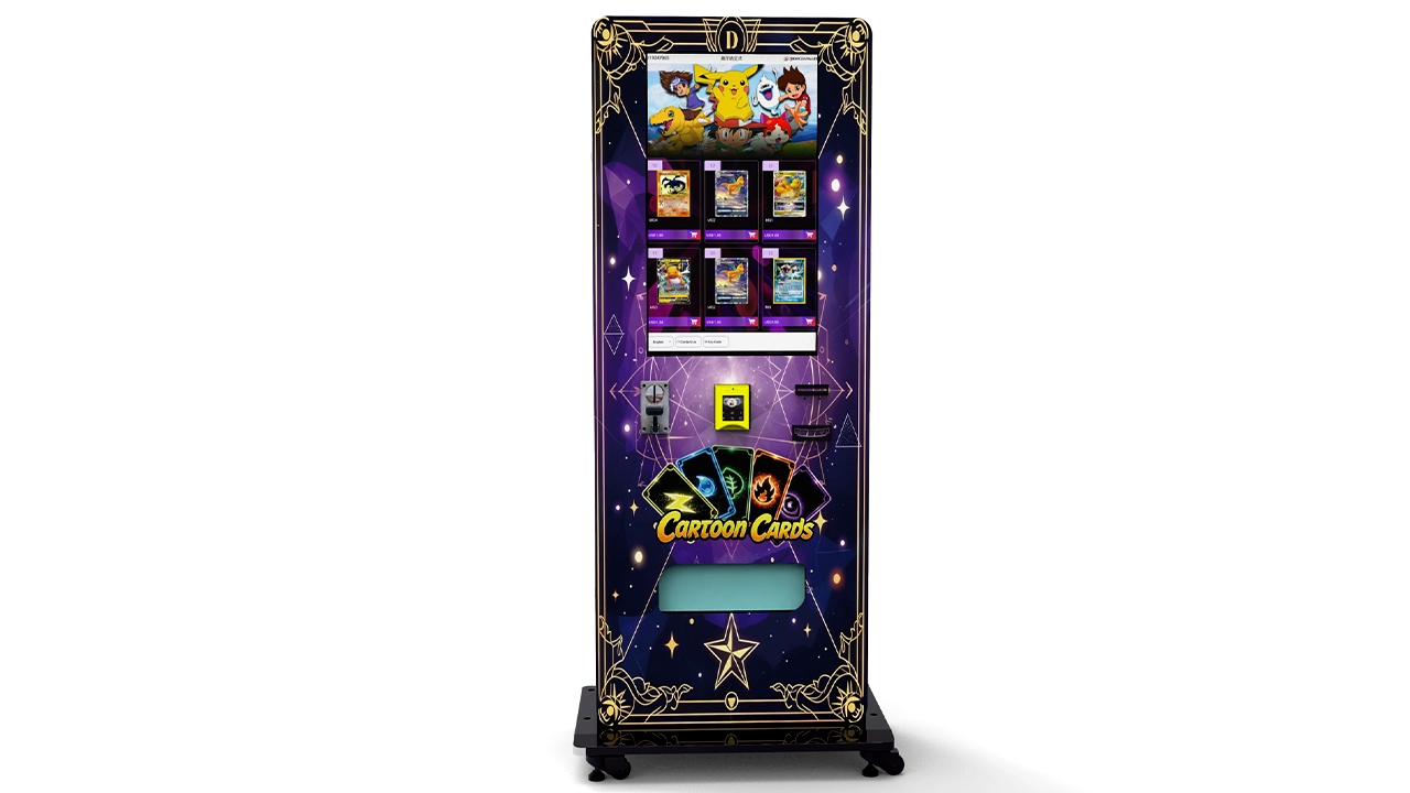 Adjustable trading card vending machine cargo lanes for different product dimensions