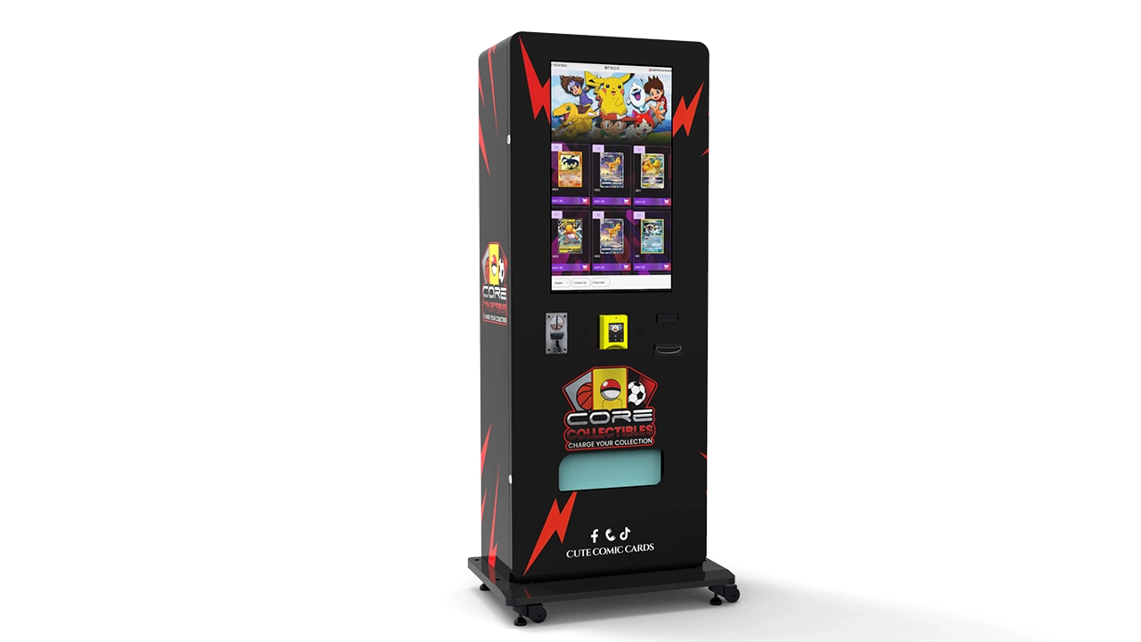 Trading card vending machine deployment for stadium concourse retail