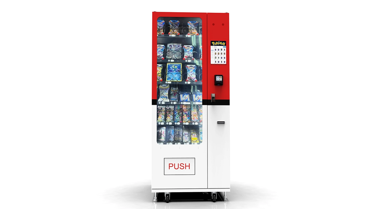 Wall mounted trading card vending machine for stadium retail