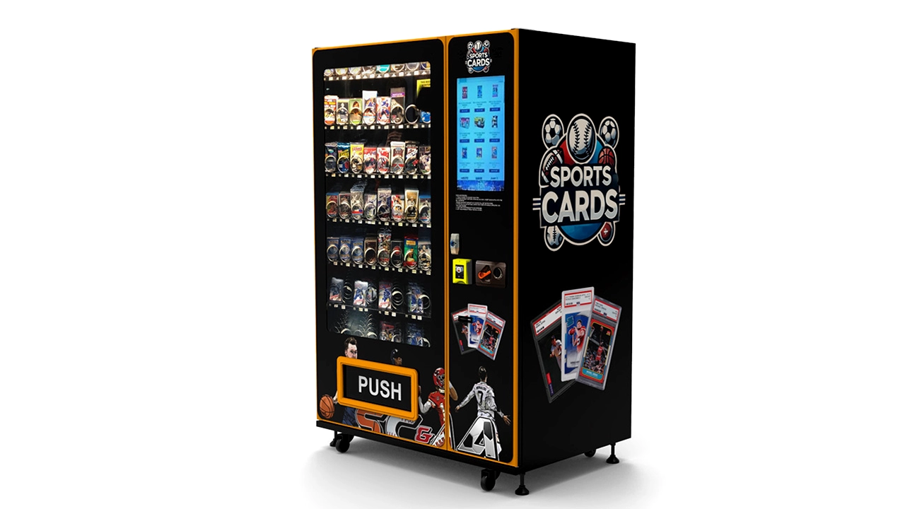 Smart trading card vending machine configured for automated retail