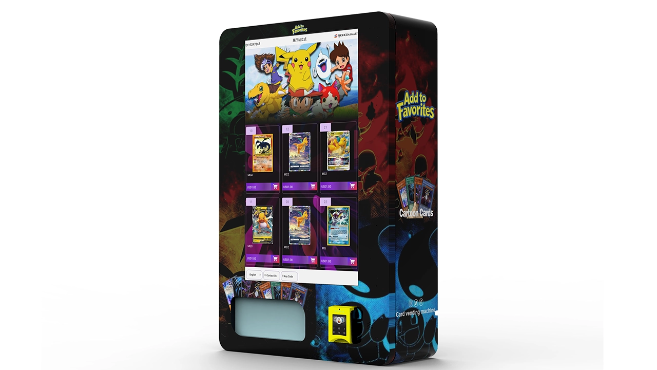 Large touchscreen trading card vending machine by Zhongda Smart