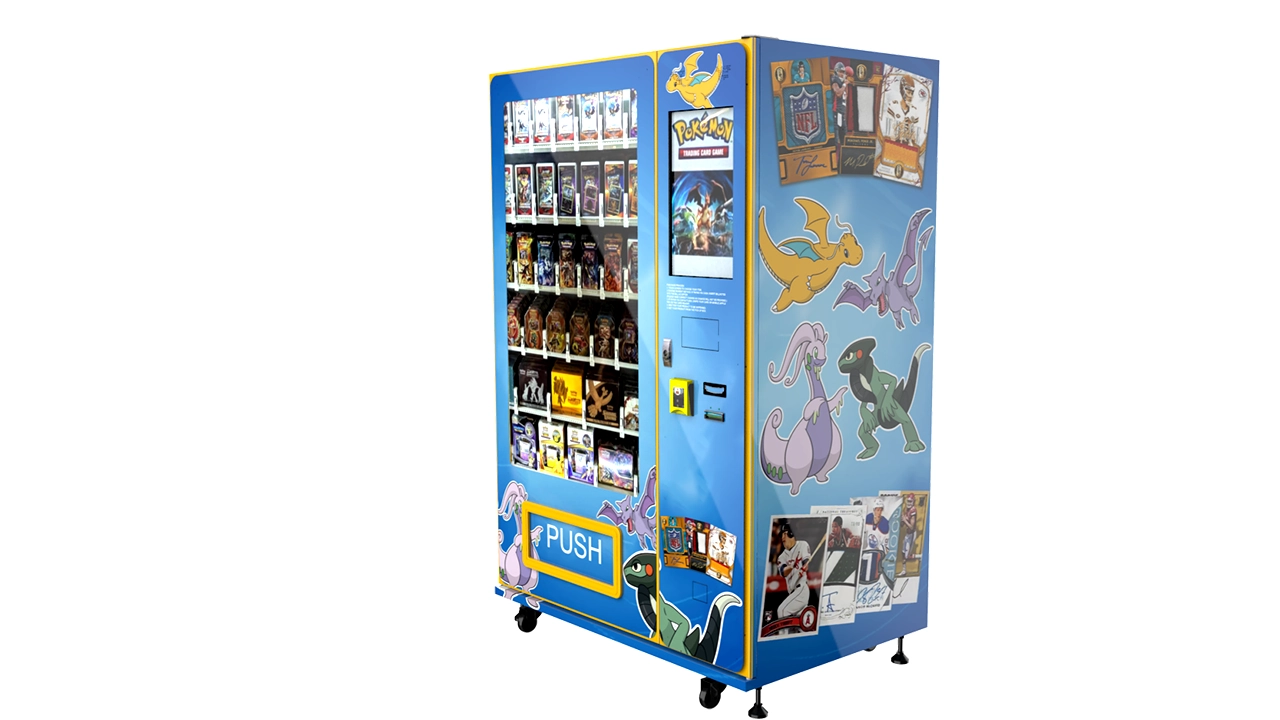 Trading card vending machine designed for collectible product handling